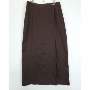 Tofy‎ Maxi Skirt Faux Wrap Women S / M Brown Office Modest Staple Everyday